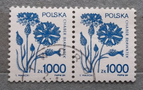 Флора Флора ^/--/^ Польша 1989 г - Василёк синий, пара ^_^^^ 1989 — Василек синій, пара - фото фото фото