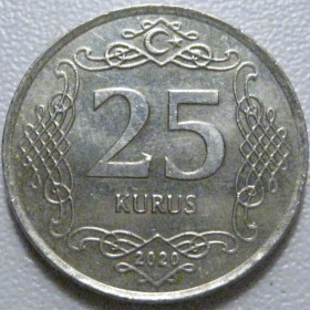 Туреччина Турция ^/--/^ Туреччина 25 куруш 2020 року 41047 ^_^^^ Турция 25 куруш 2020 года 41047 - фото фото фото