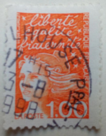 Франція Франция ^/--/^ Франция 1997 стандарт 1.00 Fr., гашеная ^_^^^ Франція 1997 стандарт 1.00 Fr., гашена - фото фото фото