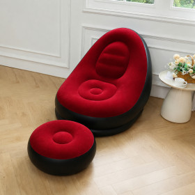 Надувна меблі Надувная мебель ^/--/^ Надувний диван з пуфом Air Sofa / Надувне велюрове крісло з пуфом+насос Червоний ^_^^^ Надувной диван с пуфом Air Sofa / Надувное велюровое кресло с пуфом+насос Красный - фото фото фото