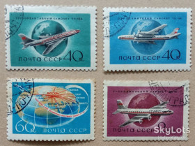 СРСР - СССР - ^/--/^ СССР 1958 транспорт авиация самолеты СК 2099-2101, 2104 дефекты ^_^^^ СРСР 1958 транспорт авіація літаки СК 2099-2101, 2104 дефекти - фото фото фото