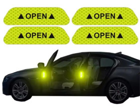 Інше Другое ^/--/^ Світловідбиваюча наклейка на двері авто OPEN кислотно-зелена. Лот- комплект 4 шт ^_^^^ Светоотражающая наклейка на двери авто OPEN кислотно-зеленая. Лот- комплект 4 шт - фото фото фото