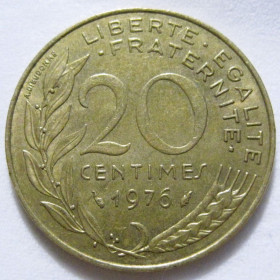 Франція Франция ^/--/^ Франція 20 сантимів 1976 року #6 /--/ П /--/ 1404 ^_^^^ Франция 20 сантимов 1976 года #6 /--/ П /--/ 1404 - фото фото фото
