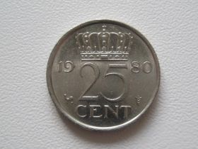 Нідерланди Нидерланды ^/--/^ Нидерланды 25 центов 1980 года П /--/ 2-355 ^_^^^ Нідерланди 25 центів 1980 П /--/ 2-355 - фото фото фото