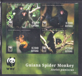 Фауна Фауна ^/--/^ Фауна . Guyana   MNH - приматы - WWF ^_^^^ Фауна . Guyana MNH - примати - WWF - фото фото фото