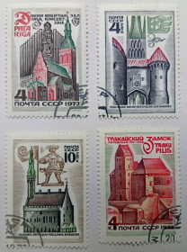 СРСР - СССР - ^/--/^ СССР 1973 Архитектура Прибалтики, гашеные ^_^^^ СРСР 1973 Архітектура Прибалтики, гашені - фото фото фото