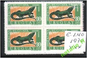 Фауна Фауна ^/--/^ NM Фауна  Уругвай 1970 г MNH - квартблок ^_^^^ NM Фауна Уругвай 1970 MNH - квартблок - фото фото фото