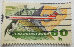 Чехословаччина Чехословакия ^/--/^ Чехословакия 1973 Самолет, 60 /--/ h, гашеная ^_^^^ Чехословаччина 1973 Авіапошта, літак, гашена - фото фото фото